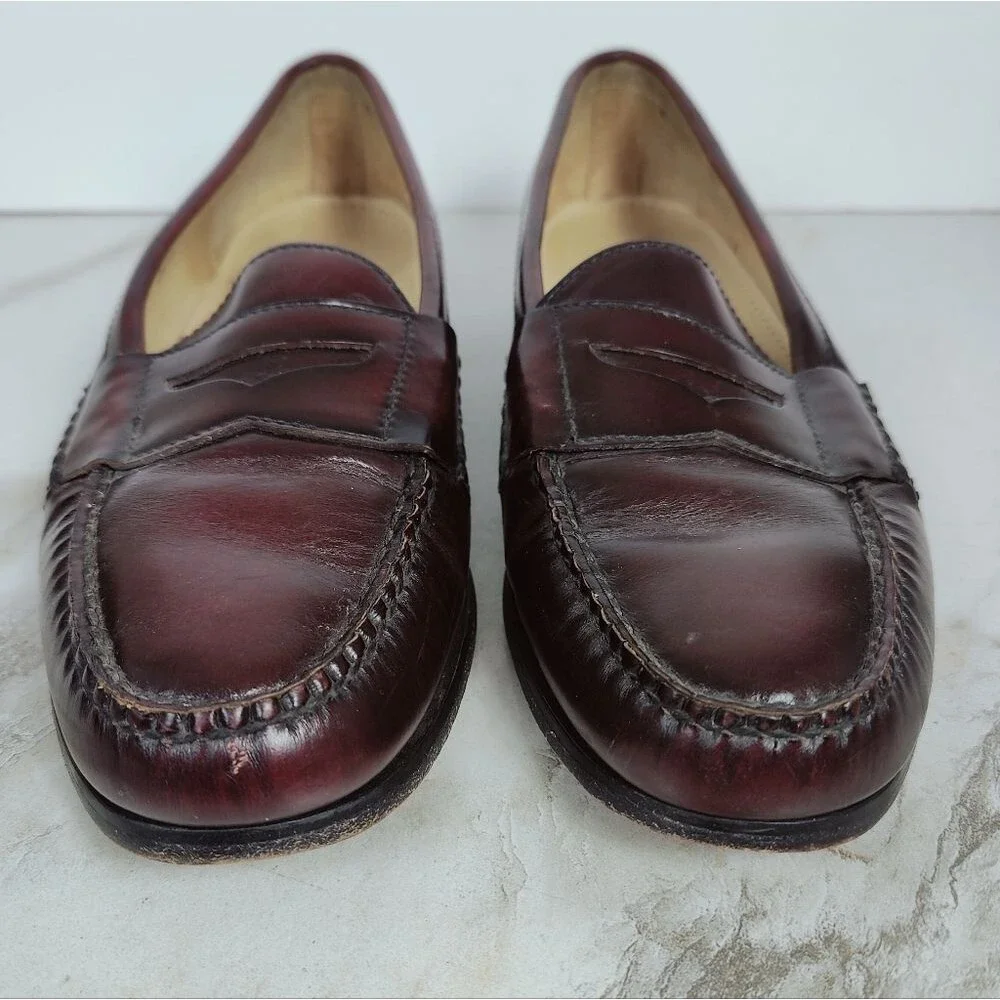 Cole Haan Men's Pinch Burgundy Leather Slip On Penny Loafers, Sz 10